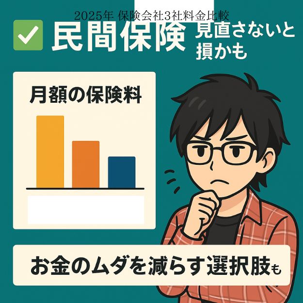 保険料の高さに驚く男性のアニメ風イラスト。背景に「保険料の真実は？」という力強いメッセージ。