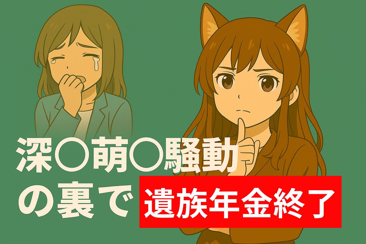 深田萌絵騒動の裏で進む遺族年金制度の改正を警告するイラスト画像