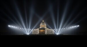 ディープステートや国際金融資本の意向に反した国家が国際社会で包囲される構造を象徴するリアルな実写イメージ