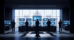 選挙で変わらない中枢官僚組織が政策を管理する構造を象徴するリアル実写イメージ、DS官僚ネットワークの可視化